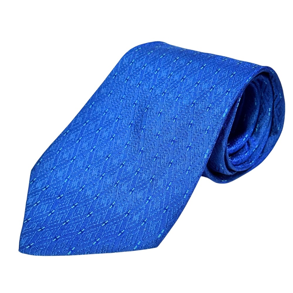 Valentino Cravatte Men's Blue Silk Jacquard‎ Patterned Neck Tie
